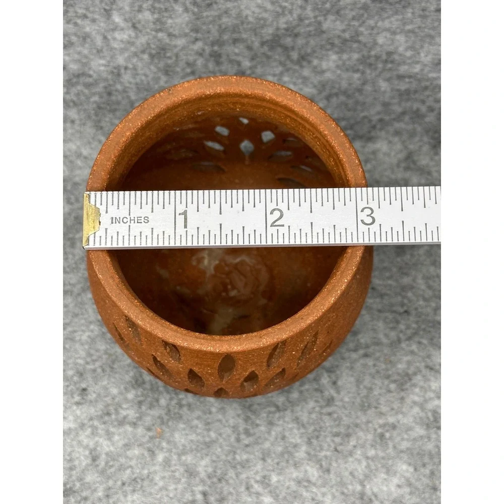 Zolman Studio Pottery Terracotta Tree of Life Cutout Tea Light Candle Holder 4